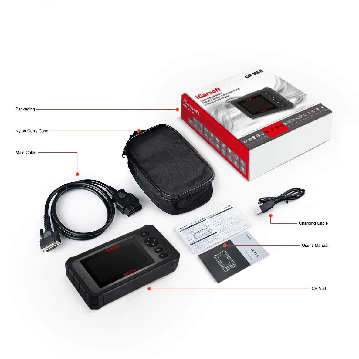 Icarsoft CRV3.0 Automotive Diagnostic Tool with Code Reader, Android OS, Touch Screen