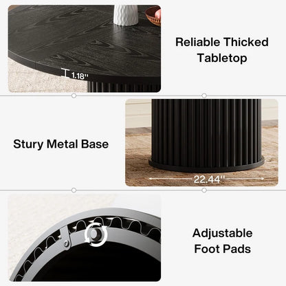 Tribesigns Round Dining Table for 4-6 People, 47.24-Inch Circle Wood Kitchen Table with Sturdy Fluted Metal Base, Modern Dining Room Furniture, Black