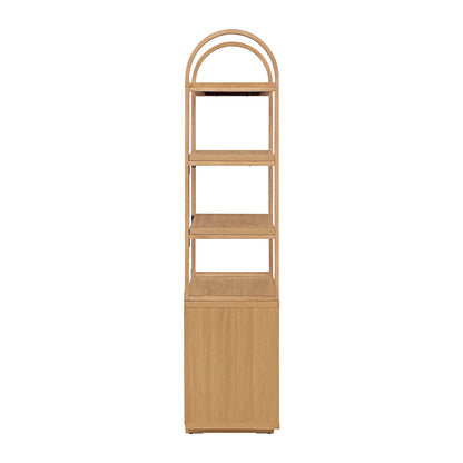 Beautiful Fluted 3-Shelf Bookcase with Storage Cabinet by Drew Barrymore, Light Honey Wood Finish