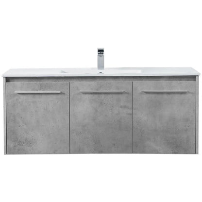 Elegant Kitchen and Bath 48 Inch  Single Bathroom Floating Vanity In Concrete Grey