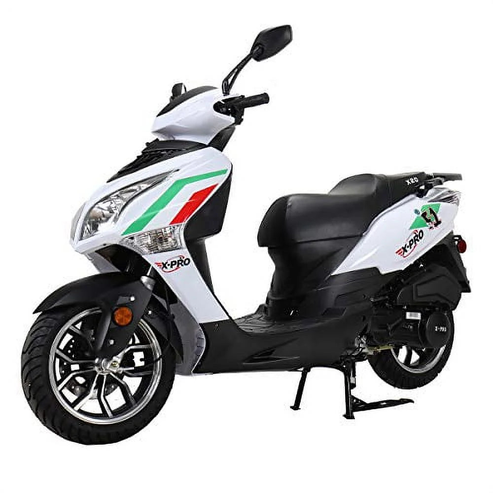 X-Pro Brand New 150cc Gas Moped Motorcycle, 13" Aluminum Wheels, Electric/Kick Start Large Headlights!