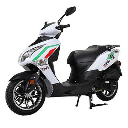 X-Pro Brand New 150cc Gas Moped Motorcycle, 13" Aluminum Wheels, Electric/Kick Start Large Headlights!