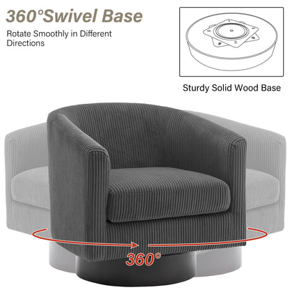 DREAMSIDEA Swivel Barrel Accent Chair for Living Room, Modern Upholstered Round Club Armchair-Cream