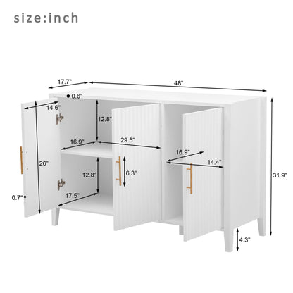 Black Accent Cabinet, Atumon Storage Cabinet Furniture, Modern Buffet Sideboard, Wooden Accent Cabinet with 3 Doors, Accent Storage Cabinet for Entryway Hallway Living Room, 48"L x 17.7"W x 31.9"H