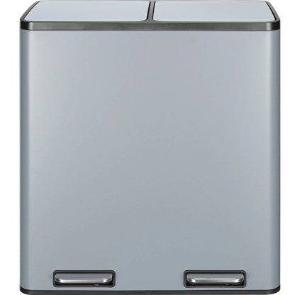Arlopu 60 L/16 gal Dual Trash Can, Stainless Steel Garbage Can for Kitchen, Recycle Bin with Lid