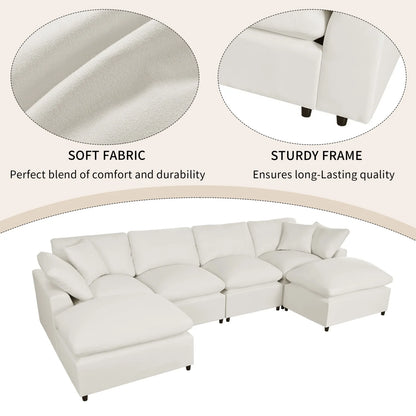 Harper & Bright Designs Convertible Modular Sectional Sofa with 2 Removable Ottomans & Pillows, Large U Shape Cloud Couch with Reversible Chaise for Living Room, Grey