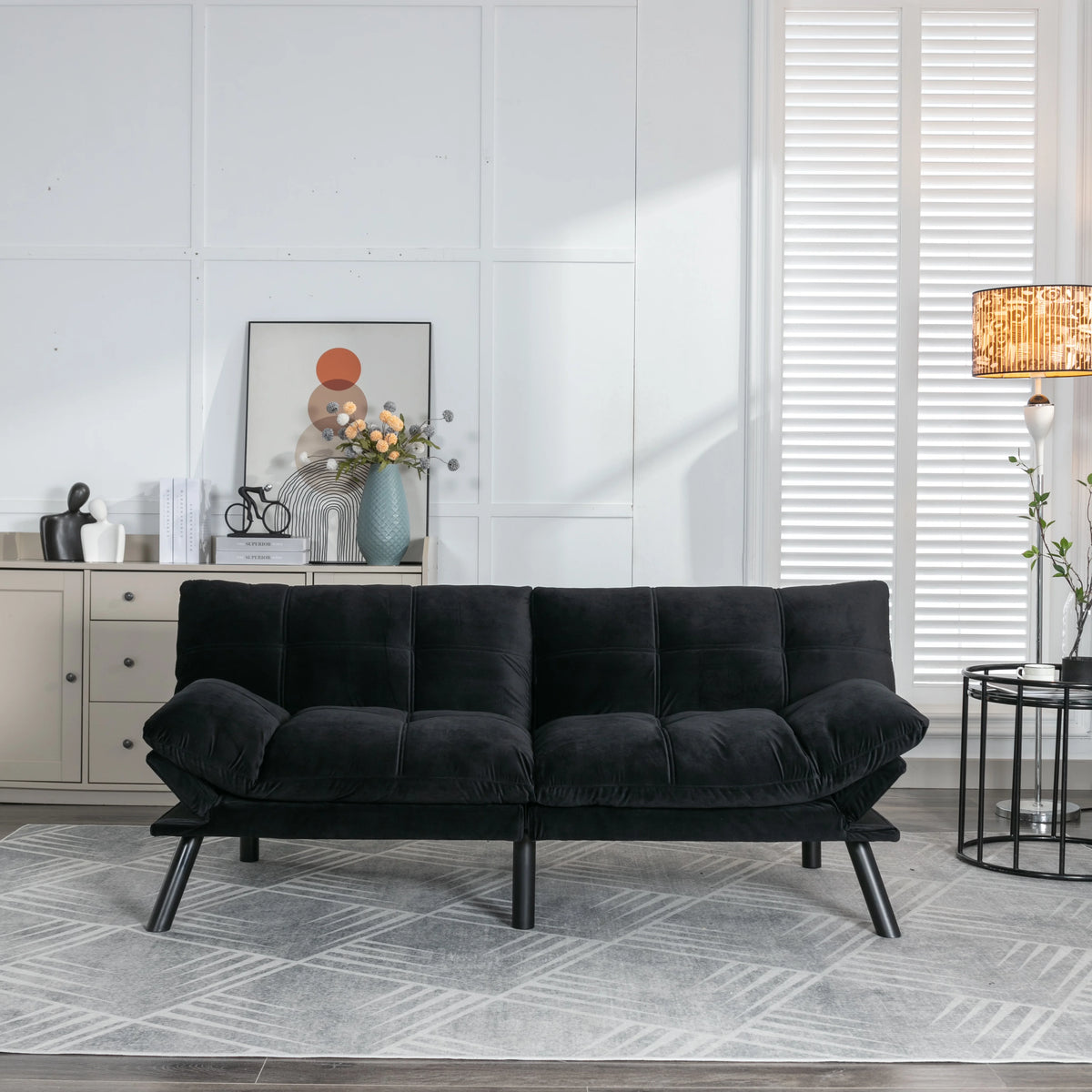 PAPROOS Convertible Sofa Bed, Folding Futon Sofa Bed, Upholstered Sofa Bed Couch, Loveseat Sleeper Sofa for Small Space, Apartment, Living Room, Cream
