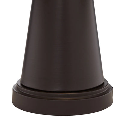 Franklin Iron Works Craig Rustic Farmhouse Accent Table Lamps 23" High Set of 2 Bronze with USB Charging Port Natural Drum Shade for Bedroom Desk