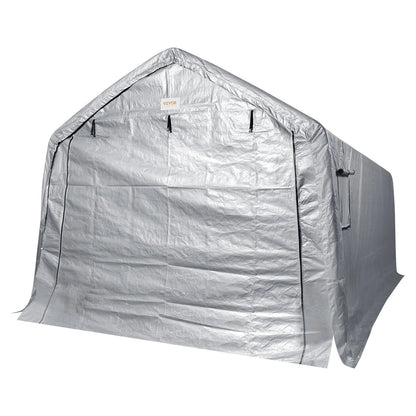 10x15x8ft Heavy Duty Portable Garage Tent Canopy Carport with Roll-up Zipper Door & Ventilated Windows for Car, Motorcycle, Bike, Outdoor Storage