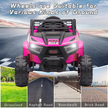TOBBI 12V Kids Electric off-Road UTV Truck Car Battery Powered Ride on Toys for Girls with LED Headlights, Music, Horn