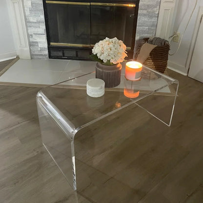 Ageszoe Coffee Table with Storage Shelf ,Acrylic Modern Clear End Table,Kid's Table for Livingroom, 32"L x 16"W x 16"H"