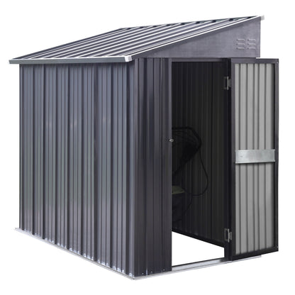VEIKOUS Outdoor 8' x 4' Storage Lean-to Shed 8' x 4' w/Lockable Sliding Door and Vents for Backyard, Patio & Lawn, Grey