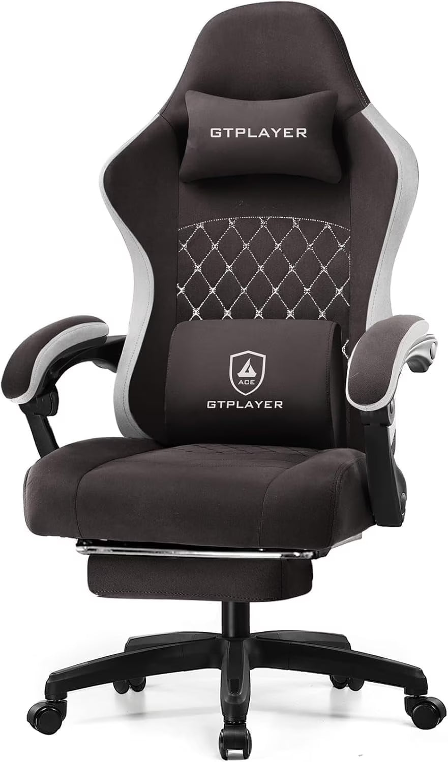 GTPLAYER Ergonomic High Back Pocket Spring Cushion Gaming Chair with Footrest & Linkage Armrests, Black