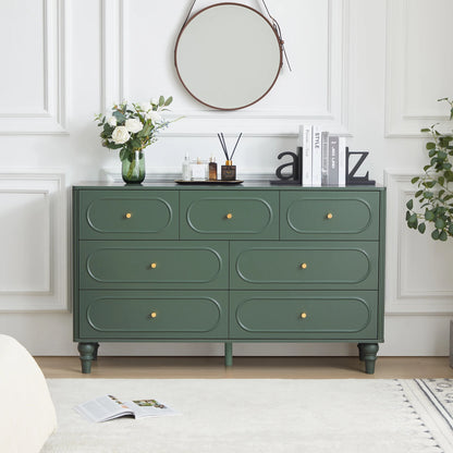 YOCWO 3 Drawer Nightstand, Classic Chest of Drawers with Arc Edge, Walnut