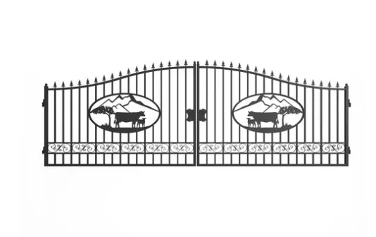 Outdoor Dual Swing Wrought Iron Gate for Driveway, Security Gate, Outdoor Fence Gate, Vienna Style for Yard, Backyard Patio�� 20'Star��