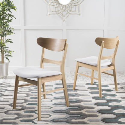 GDFSTUDIO Mid Century Modern Fabric Upholstered Rubberwood Dining Chairs, Set of 2, Dark Gray and Walnut