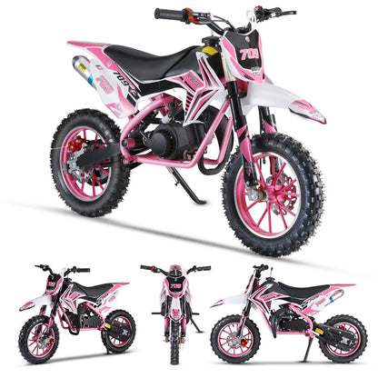 SUSUchens Off Road Mini Motorcycle Kids Dirt Bike Gas Power Motocross Children Pocket Motorbike,49cc 2-Stroke (Pink)