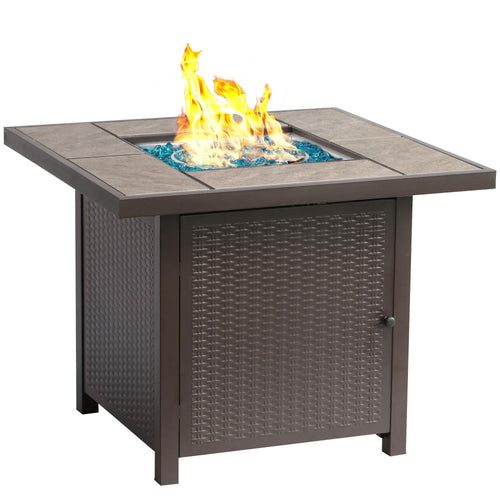 Propane Fire Pit Table Gas Fire Pit Table BALI OUTDOORS 32���� Square Fire Pit Brown