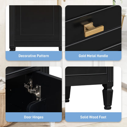 Euroco 20" Bathroom Vanity with Integrated Ceramic Sink, Soft-Close Hinges and Drawer Storage, Solid Wood Legs