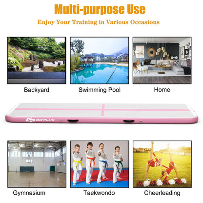 Goplus 10FT Air Track Inflatable Gymnastics Tumbling Mat w/ Pump Pink