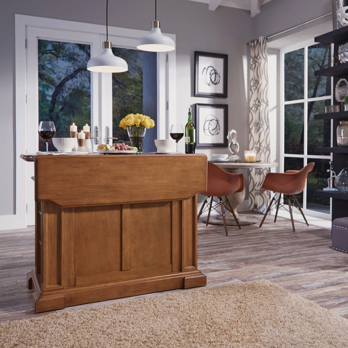 Homestyles Americana Wood Kitchen Island in Black