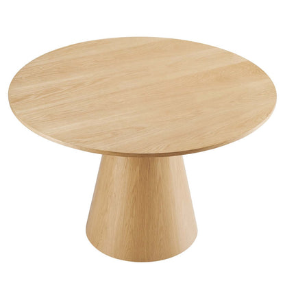 47 Inch Dining Table, Walnut, Wood, Round, Kitchen Cafe Bistro Hospitality Restaurant, Modern Contemporary HB34409