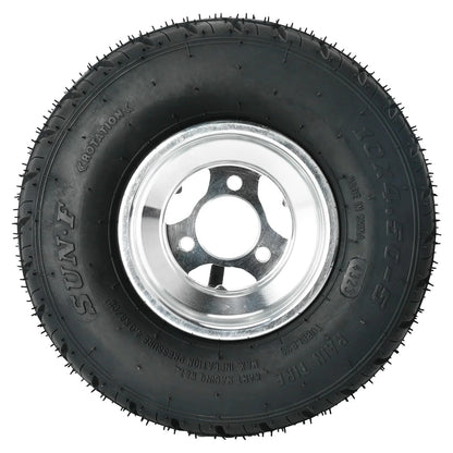 High Performace Go Kart Tire and Rim, 10x4.50-5 Go Kart Front Wheel and Tire Fit Bolt Pattern 48mm w/ 3 Holes for Go Kart Drift Trike Buggy Racing Cart, Non-Slip Tread, Aluminum Alloy Rim (2)