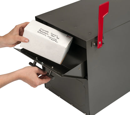 Architectural Mailboxes Oasis Classic Black Post Mount Mailbox, Galvanized Steel, Locking