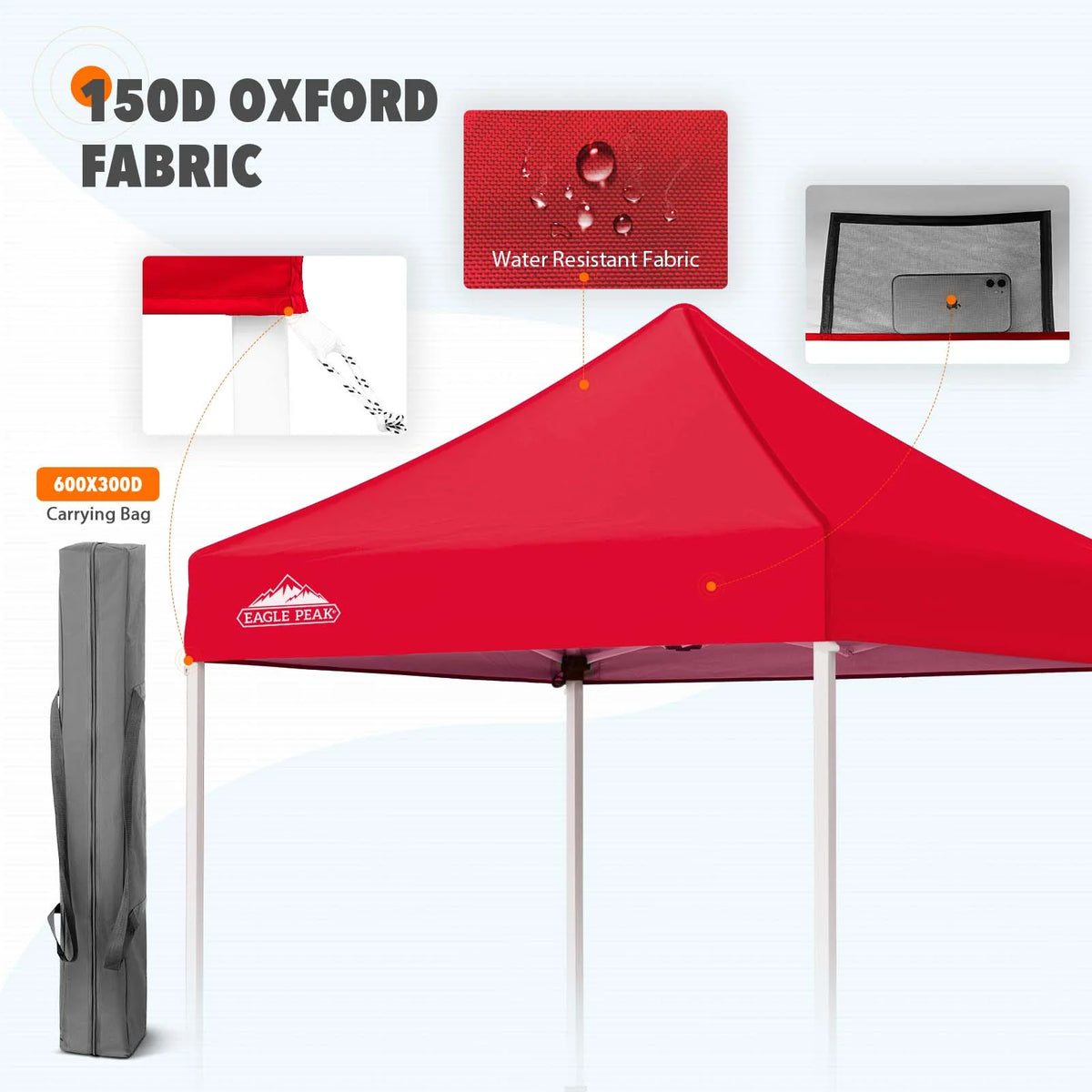 EAGLE PEAK 5x5 Pop Up Canopy Tent Instant Outdoor Canopy Easy Set-up Straight Leg Folding Shelter（Blue）