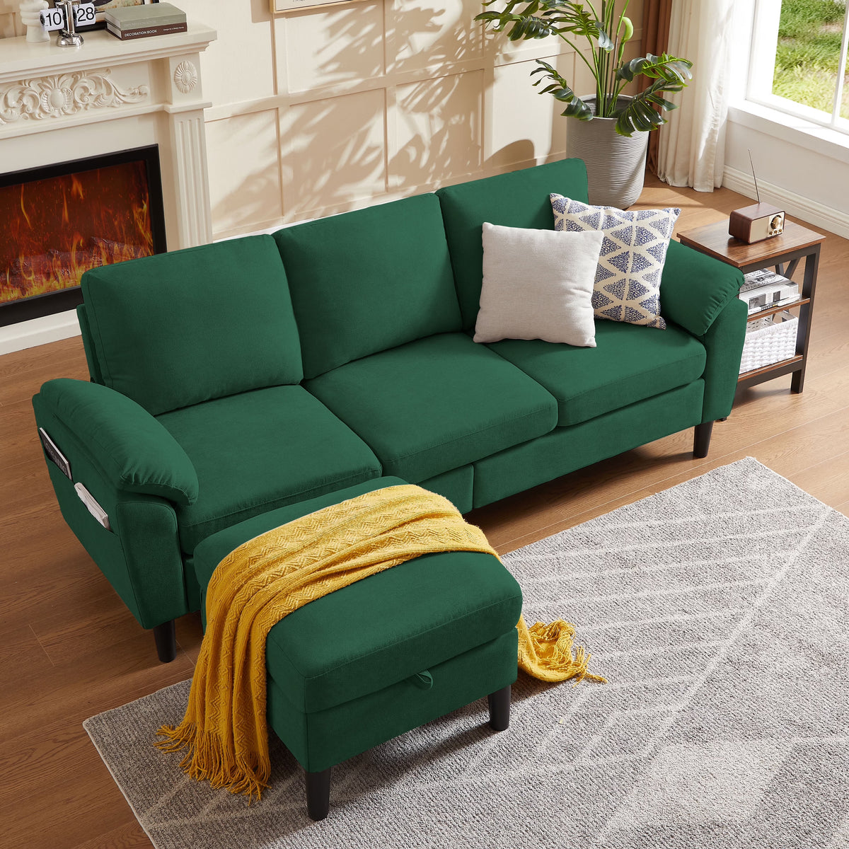 Pingliang Home Sectional Sofa Couch with Storage Ottoman,Modern 3 Seat L Shaped Sofa Couch for Living Room Apartment Studio Office