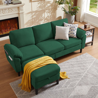 Pingliang Home Sectional Sofa Couch with Storage Ottoman,Modern 3 Seat L Shaped Sofa Couch for Living Room Apartment Studio Office
