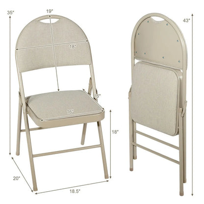 GVN 6 Pack Folding Chairs Portable Padded Office Kitchen Dining Chairs-Beige, Dining Room Chairs, Lounge Chair for Kitchen, Dining, Bedroom, Living