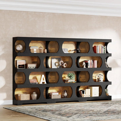 Tribesigns 71" Tall Bookcase, 4-Tier S-Shaped Bookshelf, Wood Decorative Storage Shelving, Modern Freestanding Display Shelves