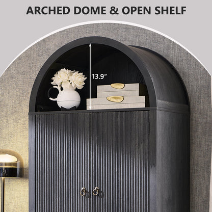 SinCiDo Arched Kitchen Pantry Storage Cabinet, 71-Inch Tall Wood Adjustable Shelves, 2 Doors, 2 Drawers