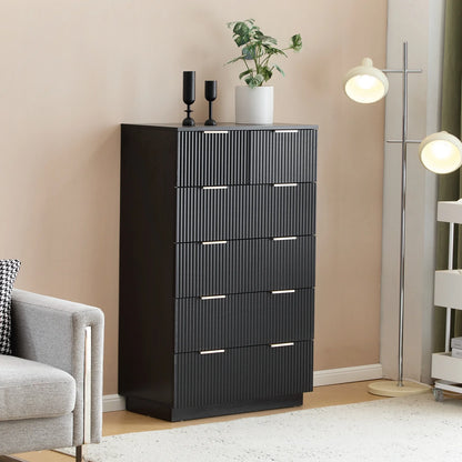 UBesGoo Dresser for Bedroom Wood 4 Drawers Dressers, Fluted Modern Dresser, White