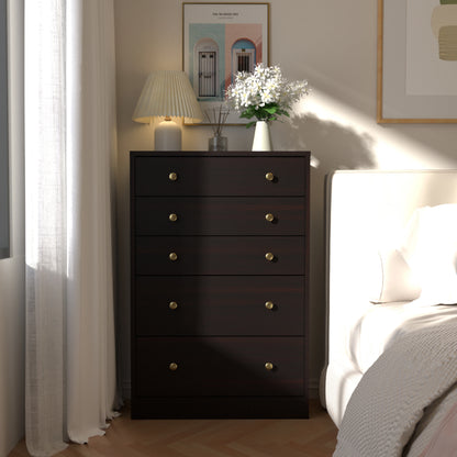 VEIKOUS Oversized 5-Drawer Dresser Chest, Large Storage Dresser for Bedroom Storage, Oak