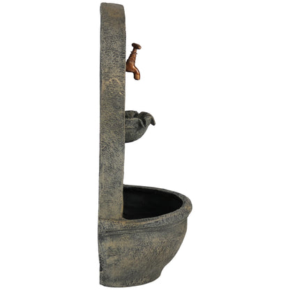 Sunnydaze Messina Polystone Outdoor Solar Wall Fountain, Bronze