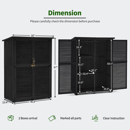 MCombo Outdoor Wood Storage Cabinet, Garden Tool Shed 1900