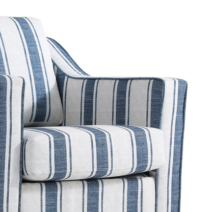 Swivel Accent Chair for Living Room, Modern Upholstered Barrel Arm Chair with Plump Back Pillow, Comfy Club Sofa Reading Chair for Adults (Chenille Navy, Set of 1)