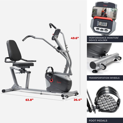 Sunny Health & Fitness Performance Interactive Series Recumbent Elliptical Trainer
