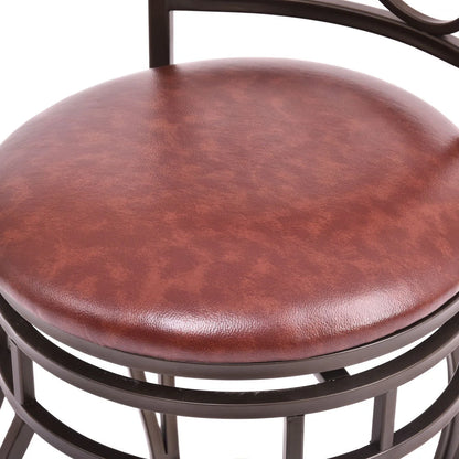 Set of 2 Vintage Bar Stools Swivel Padded Seat 30'' Bistro Dining Kitchen Pub Chair High Back