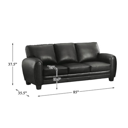 Pemberly Row 19" Contemporary Faux Leather Upholstered Sofa in Black