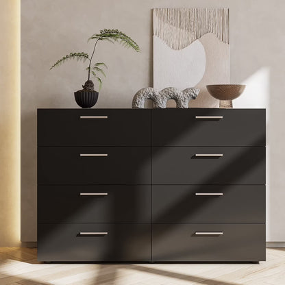Ktaxon Bedroom Dresser with 6 Drawers, Wooden Double Dresser for Entryway, Wide Storage Cabinet for Living Room, Black