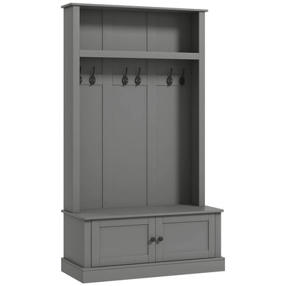 HOMCOM Hall Tree, Entryway Bench w/ Coat Rack, Shoe Cabinet, Black