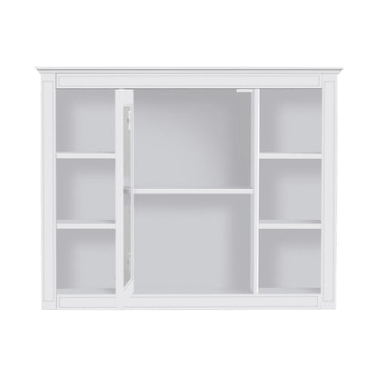 Furvclv Bathroom Wall Mirror Cabinet Modern Wall Mounted Cabinet Storage Organizer With Single Mirror Door 6 Open Shelves