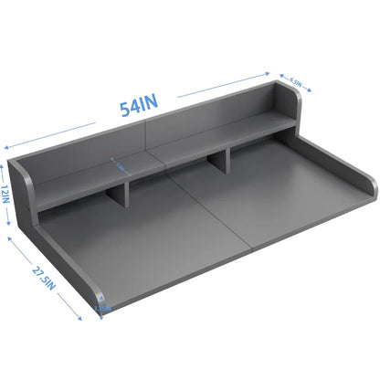 Modern Washer Dryer Countertop with 2-Tier Shelf,Laundry Room Countertop Organization Storage with 2.75" H Guard Edge Rails,Non-Slip Pad,Waterproof and Easy to Clean,54"W x 27.55"D,Natural Wood
