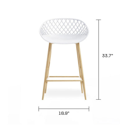 Kurv Indoor and Outdoor Counter Stool - Aloe Green - Set of 2