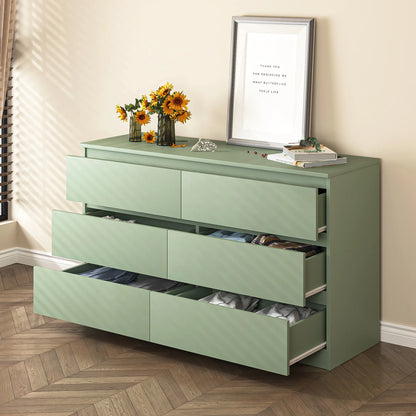 Kadyn White Chest of Drawer, 6 Double Drawer Dresser for Bedroom, Modern Storage Cabinet for Living Room, Dresser
