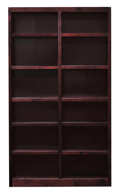 Concepts in Wood 12 Shelf Double Wide Wood Bookcase, 84 inch Tall - Oak Finish