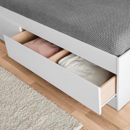 Your Zone Easy to Assemble Storage Bed with Bookcase Headboard, Twin, Natural Teak Finish